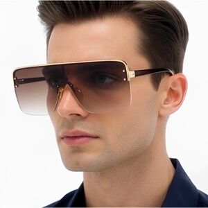 Sunglasses For Men Fashion Designer Large Rectangular Oversized Sophisticated
